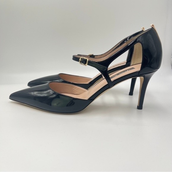 SJP Sarah Jessica Parker Size 40.5 10.5 Black Patent Leather Pump Heels Shoes - Picture 6 of 15